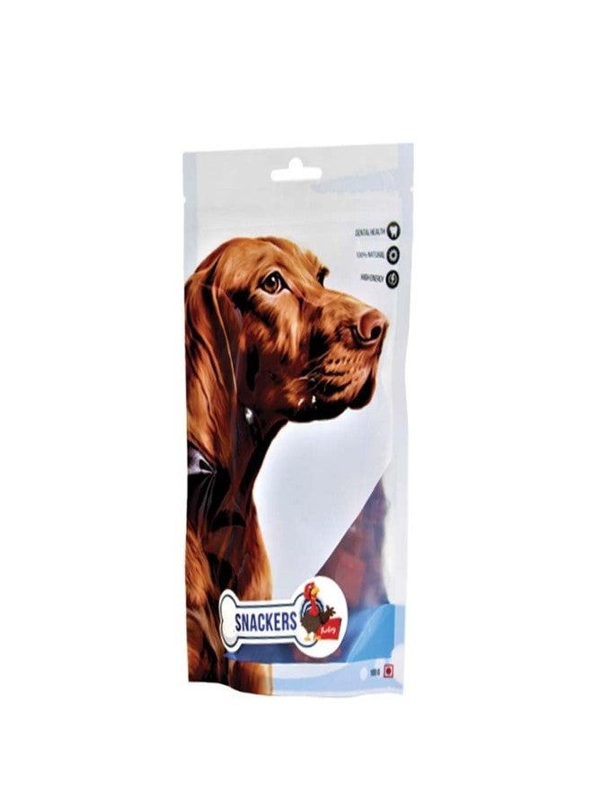 Snackers Small Meaty Knotted Bone Turkey for Dogs, 100g (Pack of 3) | Long-Lasting Chewy Treat | Dental Support