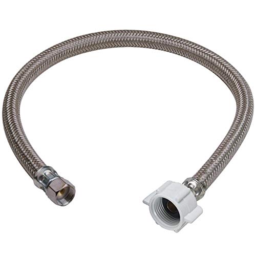 EZ-Fluid 9" Toilet Water Supply Connector, Braided Stainless Steel - 3/8“ Female Compression Thread x 7/8” Female Ballcock Thread 9-Inch Toilet Water Connectors Hose (1-PACK) - Image 1