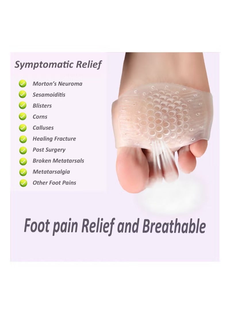Metatarsal Pads for Women Mens 3 Pairs, Upgraded Extra Thickness Reusable Silicone Gel Metatarsalgia Cushions Foot Pads Ball of Foot Pain Relief, Ball of Foot Cushions for Women - Image 2
