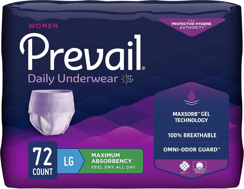 Prevail Prevail Proven | Large Pull-Up | Women's Incontinence Protective Underwear | Maximum Absorbency | 72 Count 