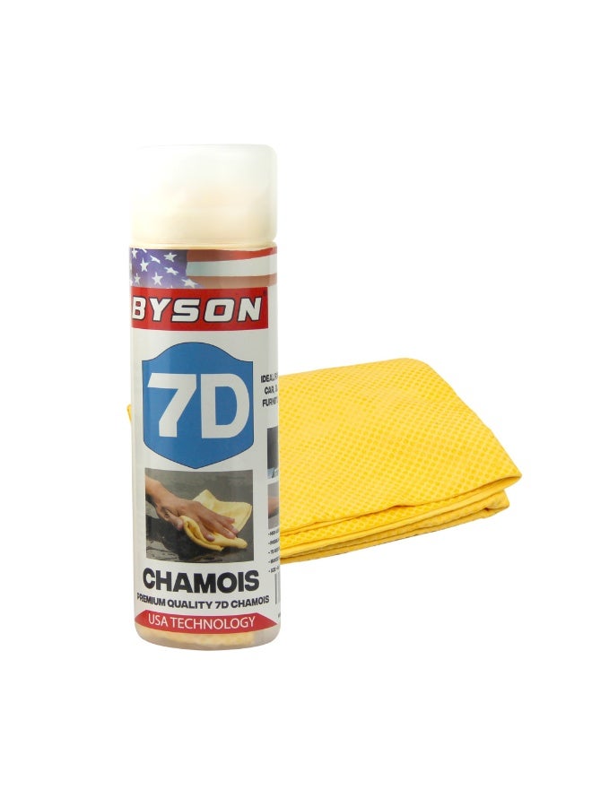 BYSON 7D Chamois Cleaning Cloth, Super Absorbent Car Drying Towel, Reusable Synthetic Leather Wash Cloth, Quick Dry Microfiber Car Care Towel for Auto Glass Interior Exterior Cleaning (Dark Yellow) - Image 1