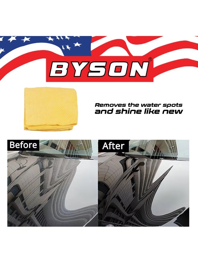 BYSON 7D Chamois Cleaning Cloth, Super Absorbent Car Drying Towel, Reusable Synthetic Leather Wash Cloth, Quick Dry Microfiber Car Care Towel for Auto Glass Interior Exterior Cleaning (Dark Yellow) - Image 2