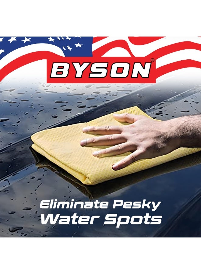 BYSON 7D Chamois Cleaning Cloth, Super Absorbent Car Drying Towel, Reusable Synthetic Leather Wash Cloth, Quick Dry Microfiber Car Care Towel for Auto Glass Interior Exterior Cleaning (Dark Yellow) - Image 4