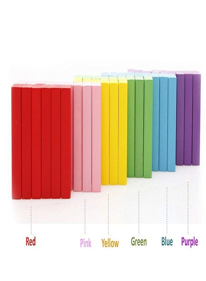 SHIPEASE 51 Pcs Wooden Blocks with 4 Dices Stacking Toys Educational Puzzle Challenging Maths Game Tumbling Tower Game or Kids and Adults (Color) - Image 3