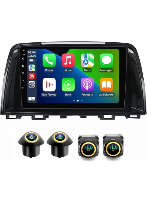 Fit Mazda 6 Car Stereo Mazda 6 Android Screen 2012-2017 With Apple Carplay Android Auto Wireless WiFi DSP FM&AM BT AHD Camera Included Fast Interface QLED (4+32GB 360D Cameras)