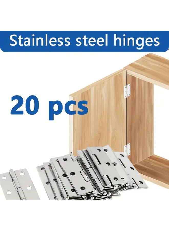 20 Pcs 3.5 Inch Stainless Steel Flat Hinge Set Rust Resistant Corrosion Resistant Door Hinges For Cabinets Windows Fences Barn Doors Surface Mounting With Polished Finish Heavy Duty For Home And Office Use - Image 2