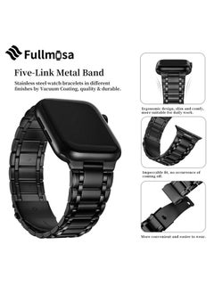 Fullmosa Fullmosa Metal Bands Compatible Apple Watch Strap 45mm 44mm 42mm, Steel Apple Watch Band with Case for iWatch Series Ultra 9 8 7 6 5 4 3 2 1 SE,42mm 44mm 45mm,Black [Watch NOT Included]  - Image 5