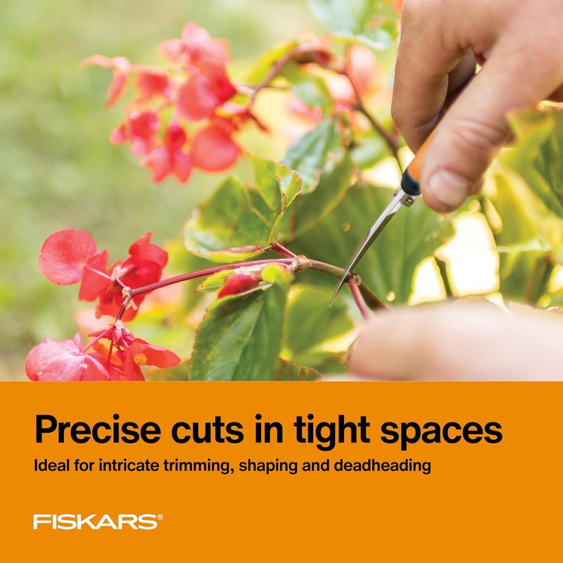 Fiskars Curved Micro-Tip Pruning Snips - 6" Garden Shears with Sheath and SoftGrip Handle - Yard and Garden Tools - Orange/Black - Image 3