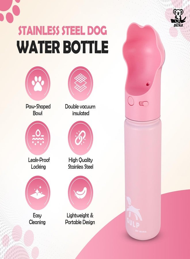 Duna Gulp by Duna 18oz Dog Travel Water Bottle with Paw-Shaped Bowl - Insulated Stainless Steel, Leakproof & Portable with Carry Strap - Outdoor Walking, Hiking & Pet Hydration On-The-Go - Pink - Image 2