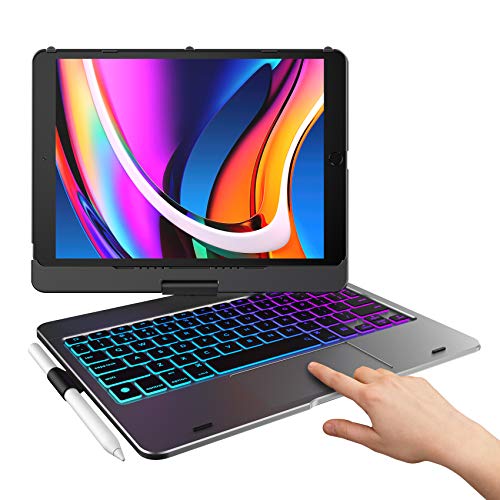 typecase Touch iPad 9th Generation Case with Keyboard (10.2", 2021), Multi-Touch Trackpad, 10 Color Backlight, 360° Rotatable, Thin & Light for iPad 8th Gen, 7th Gen, Air 3, Pro 10.5 (Space Gray) - Image 1