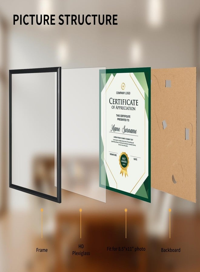 MEBRUDY 8.5x11 Diploma Frame Set of 6, 8.5 by 11 Picture Frame Bulk, Certificate Document Degree Frame for Wall Hanging or Tabletop Display, Black - Image 4