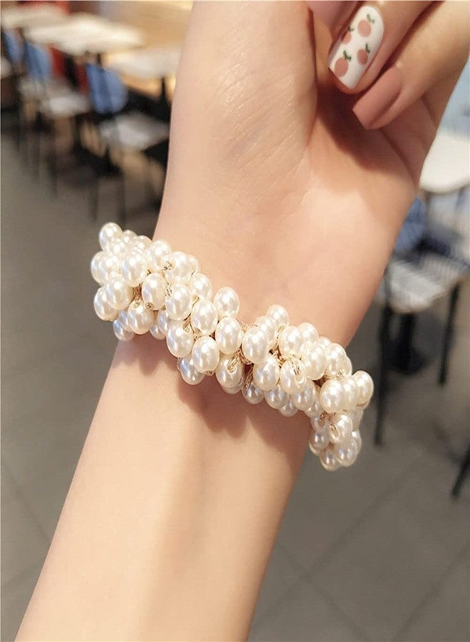 LOVEF 3 Pcs Fashion Women Pearls Beads Hair Band Rope Scrunchie Ponytail Holder - Image 5