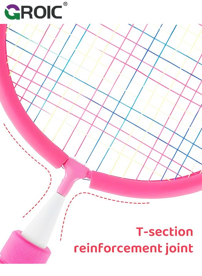GROIC 1 Pairs Badminton Rackets Set for Children with 10 Pcs Badminton Balls +1 Whistle +1 Plastic Ball + Carrying Bags, Upgrade Lightweight Kids Shuttlecocks Sports Nylon Alloy Badminton Rackets Set  - Image 3