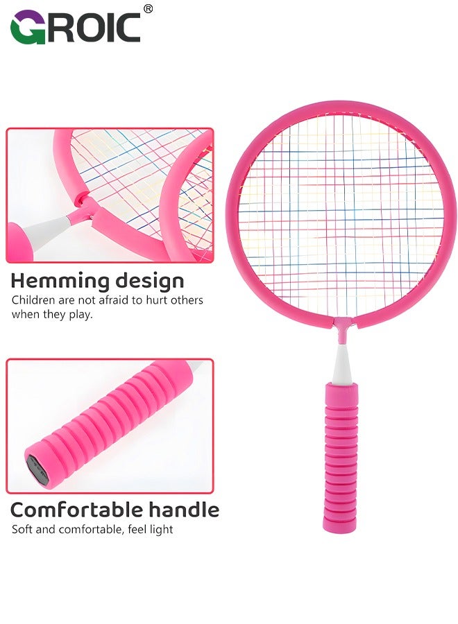 GROIC 1 Pairs Badminton Rackets Set for Children with 10 Pcs Badminton Balls +1 Whistle +1 Plastic Ball + Carrying Bags, Upgrade Lightweight Kids Shuttlecocks Sports Nylon Alloy Badminton Rackets Set  - Image 2