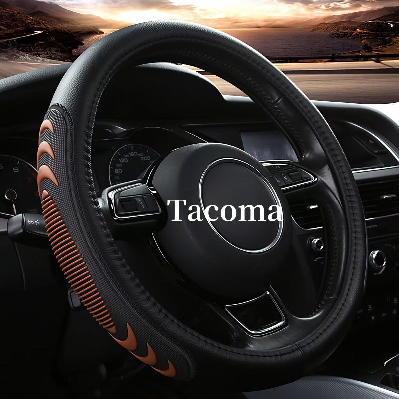 Yangday Leather Steering Wheel Cover for Toyota Tacoma 4Runner Tundra, 15.5-16 inches Car Steering Wheel Cover with Anti-Slip Massage Particle (Brown) - Image 1