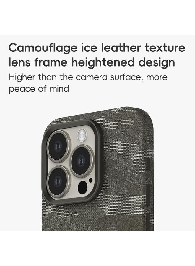 S-TOP Case For iPhone 12 Pro Max Camouflage Ice Feel Texture MagSafe PU Hybrid PC Phone Case - Image 2
