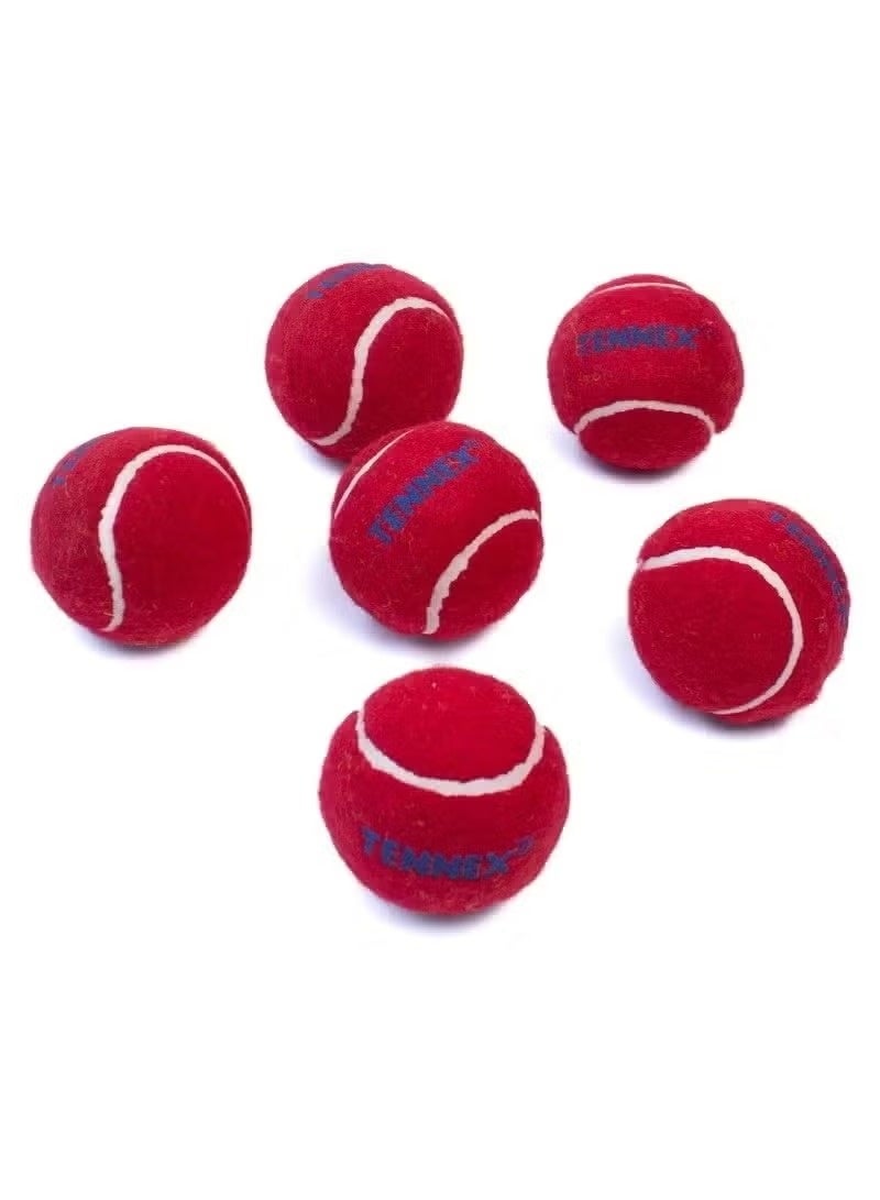 Tennex 6-Piece Heavy TENNEX Cricket Tennis Ball Cricket Ball Set Red Colour - Image 2