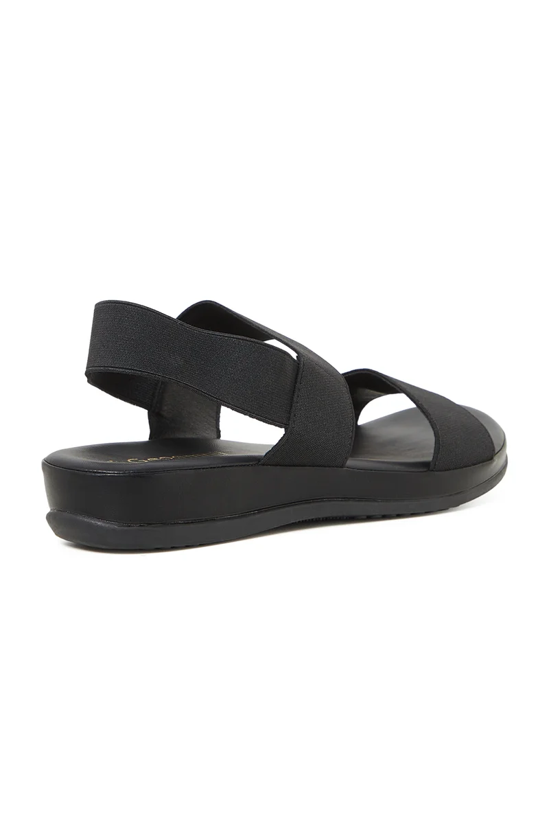 Geoomnii  GEOOMNII Comfort Sandals for Ladies – BLACK Sandals with Sling Back | Comfortable PU Upper & TPR Sole for Women | Best Price UAE