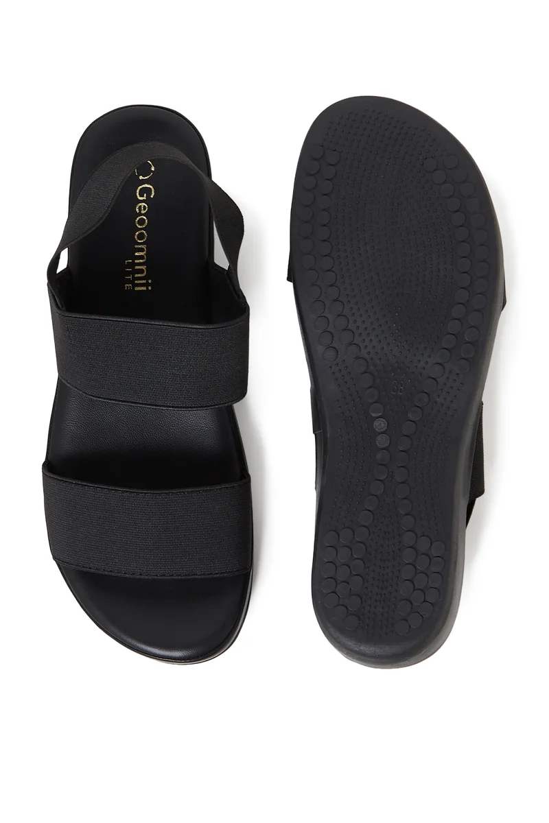 Geoomnii  GEOOMNII Comfort Sandals for Ladies – BLACK Sandals with Sling Back | Comfortable PU Upper & TPR Sole for Women | Best Price UAE