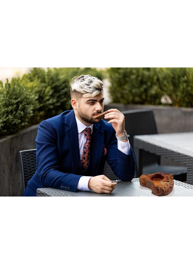YUIRQIIN Wooden Cigar Ashtray Outdoor Indoor Cigar Ashtray And Great Gifts for Cigar Lovers, Smokers and Men Ash Tray Different Shapes and Random Delivery (2 Slots) (woods) - Image 4