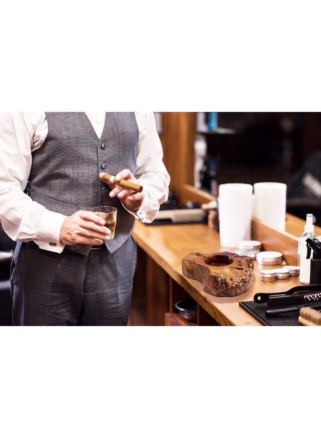 YUIRQIIN Wooden Cigar Ashtray Outdoor Indoor Cigar Ashtray And Great Gifts for Cigar Lovers, Smokers and Men Ash Tray Different Shapes and Random Delivery (2 Slots) (woods) - Image 5