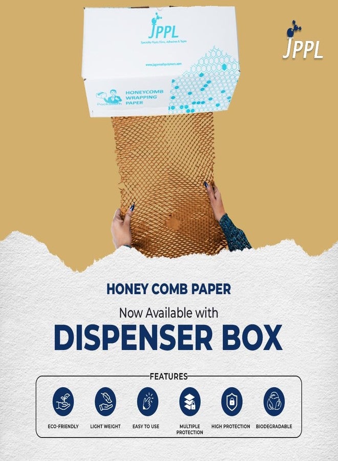 JPPL paper honeycomb roll with dispenser box | Expands hex to 160 meter | Plastic alternative | Packaging & shipping supplies bubble wrap roll| (390mm / 16 inch x100 meter) (Brown) - Image 4