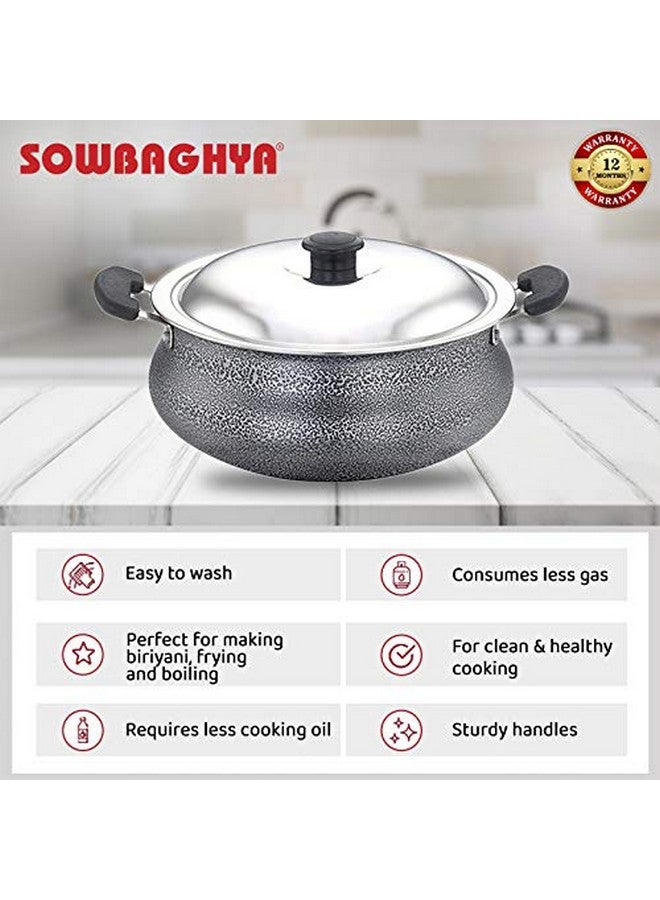 SOWBAGHYA Aluminium Nonstick Biriyani Pot With Lid, 2 liter (Black) Handi | Patila | Bhagona | Tapeli with LID | Multipurpose Aluminium Cooking Utensils for Kitchen | Dishwasher Safe - Image 3