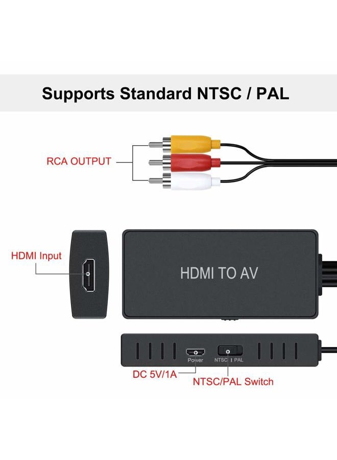 LVY HDMI to RCA Converter, HDMI to Composite Video Audio Converter Adapter, HDMI to AV, Supports PAL/NTSC for PS4, Xbox, Switch, TV Stick, Blu-Ray, DVD Player, - Image 5
