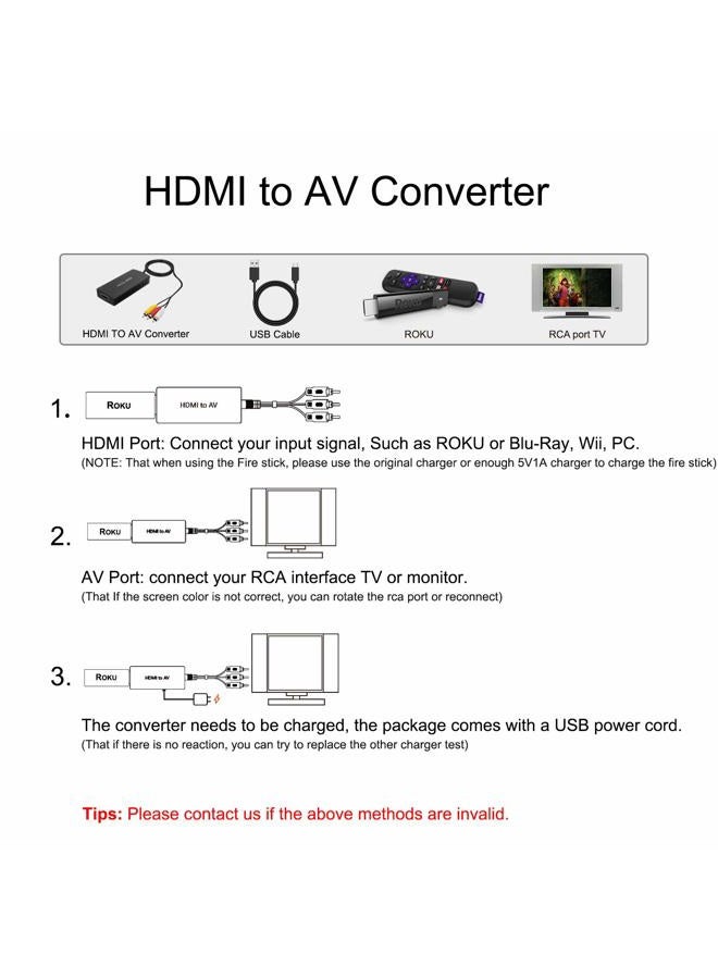 LVY HDMI to RCA Converter, HDMI to Composite Video Audio Converter Adapter, HDMI to AV, Supports PAL/NTSC for PS4, Xbox, Switch, TV Stick, Blu-Ray, DVD Player, - Image 4
