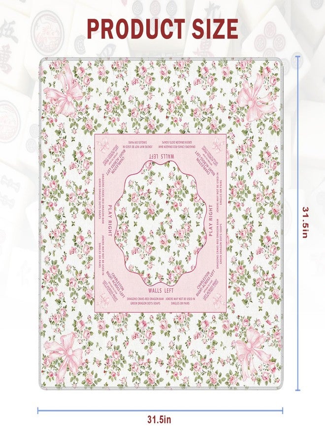KBRCT Pink and Green Chinoiserie Floral Mahjong Mat for Table 31.5 x 31.5 in, Cottagecore Pastel Pink Botanical Non-Slip Noise Reduction Game Table Cover for American Mahjong Card Board Tile Games - Image 2