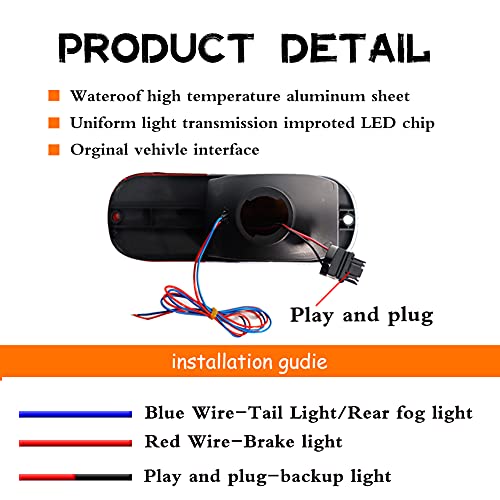 Tonsya 3 IN 1 Replacement 3D Optic LED Red & white Led Lens Bumper Reflector Compatible With 2001 2002 2003 2004 2005 Chrysler PT Cruiser Backup Tail Brake Lights & Rear Fog Lamps - Image 5