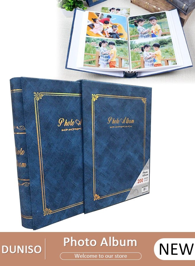 DUNISO 200 Pockets Foil Stamping Photo Album for 6 Inches Photos Portable Photo Album for Family Wedding Boys Girls - Image 1
