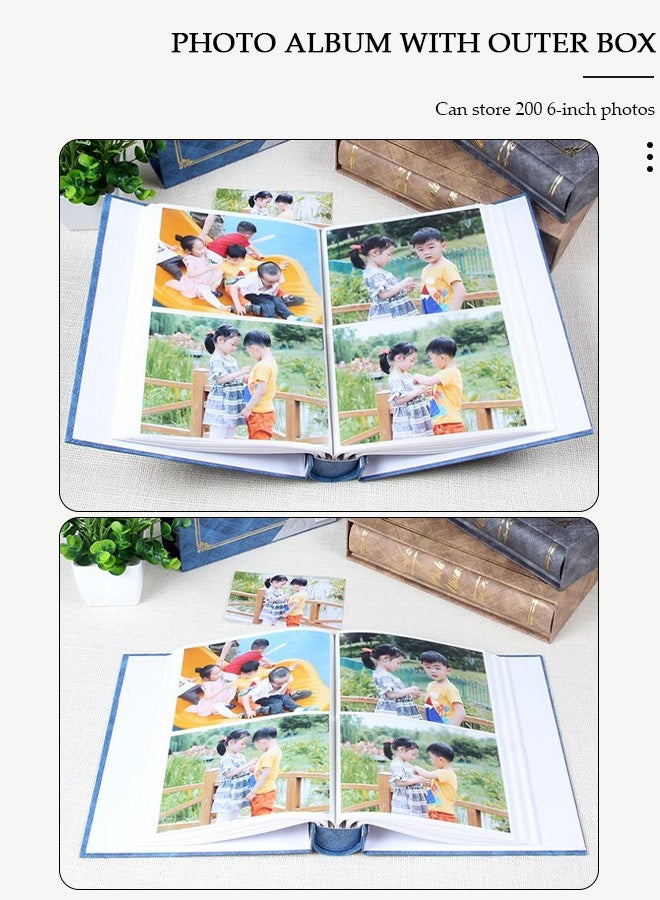200 Pockets Foil Stamping Photo Album for 6 Inches Photos Portable Photo Album for Family Wedding Boys Girls