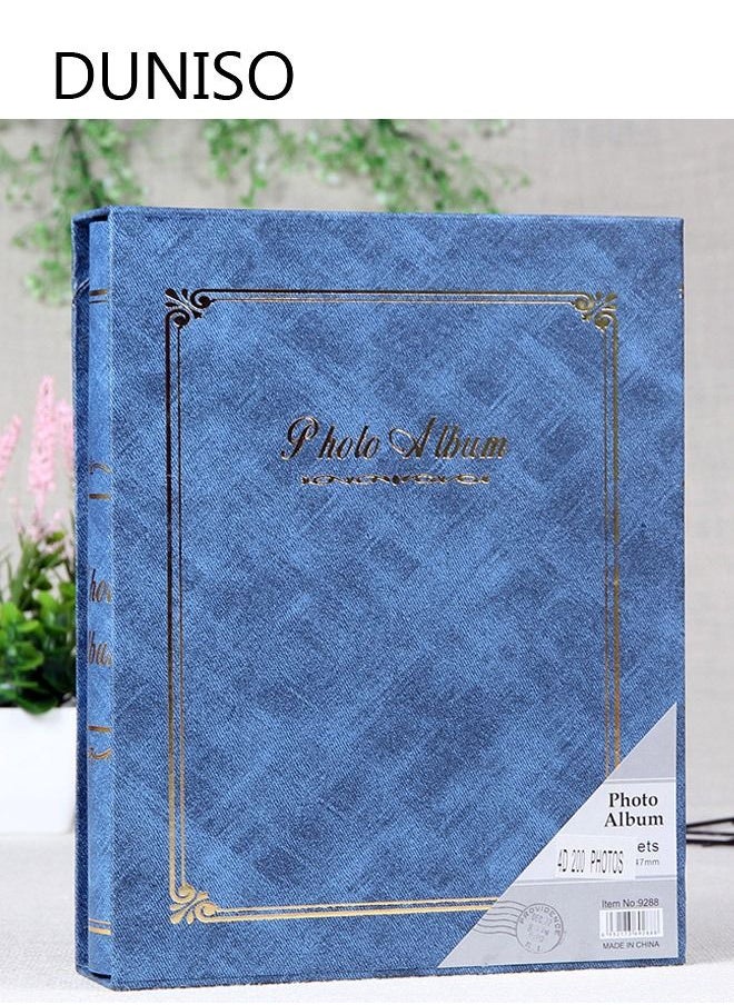 DUNISO 200 Pockets Foil Stamping Photo Album for 6 Inches Photos Portable Photo Album for Family Wedding Boys Girls  - Image 1