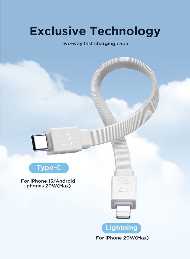 JOYROOM 10000 mAh JR-PBM01 PD 20W Power Bank Magnetic Wireless Charger With Built-in Cable And Kickstand - White - Image 4
