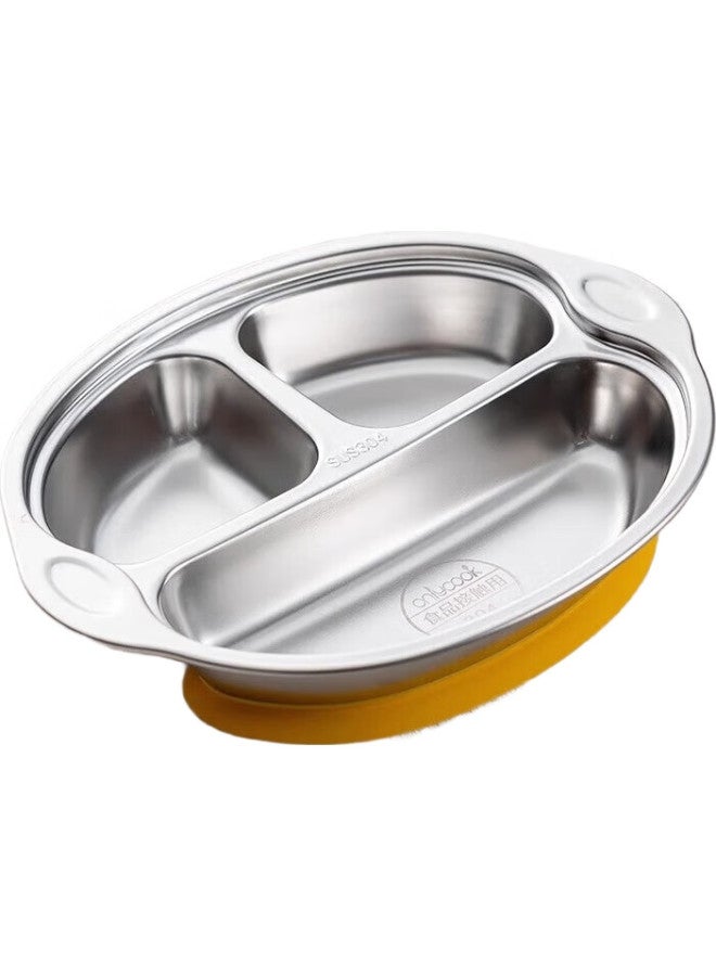 Onlycook Children'S Suction Cup Plate, 304 Stainless Steel Tableware, Divided Plate, Baby And Infant Plate, Dinner Plate - Pink - Image 2