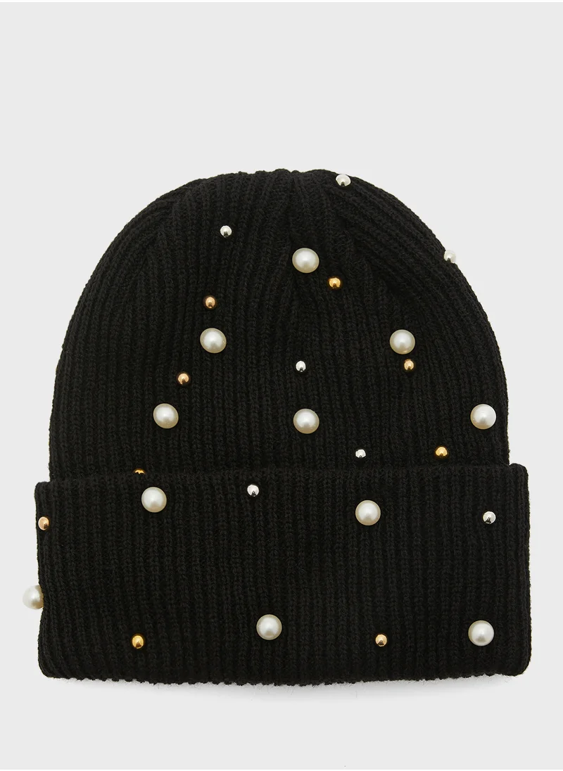 ELLA Embellished Pearl Winter Beanie