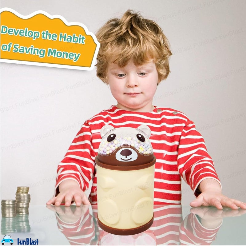 FunBlast Piggy Bank – Bear Shaped Coin Box for Kids, Money Bank for Kids, Piggy Bank, Money Box for Kid, Coin Box with Password Lock, Gifts for Girls, Best Return Gifts (Brown) - Image 4