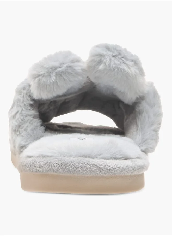 لو كونفورت Womens Ear Applique Slip-On Bedroom Slippers