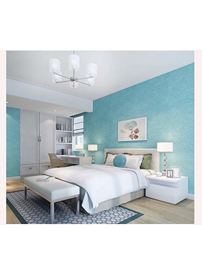 MelunMer Blue Peel and Stick Wallpaper Silk Embossed Self Adhesive Removable Wallpaper Bathroom/Bedroom Waterproof Blue Contact Paper for Cabinets Wrapping Sticker Paper Shelf Liner 393In L 15.7In W - Image 3
