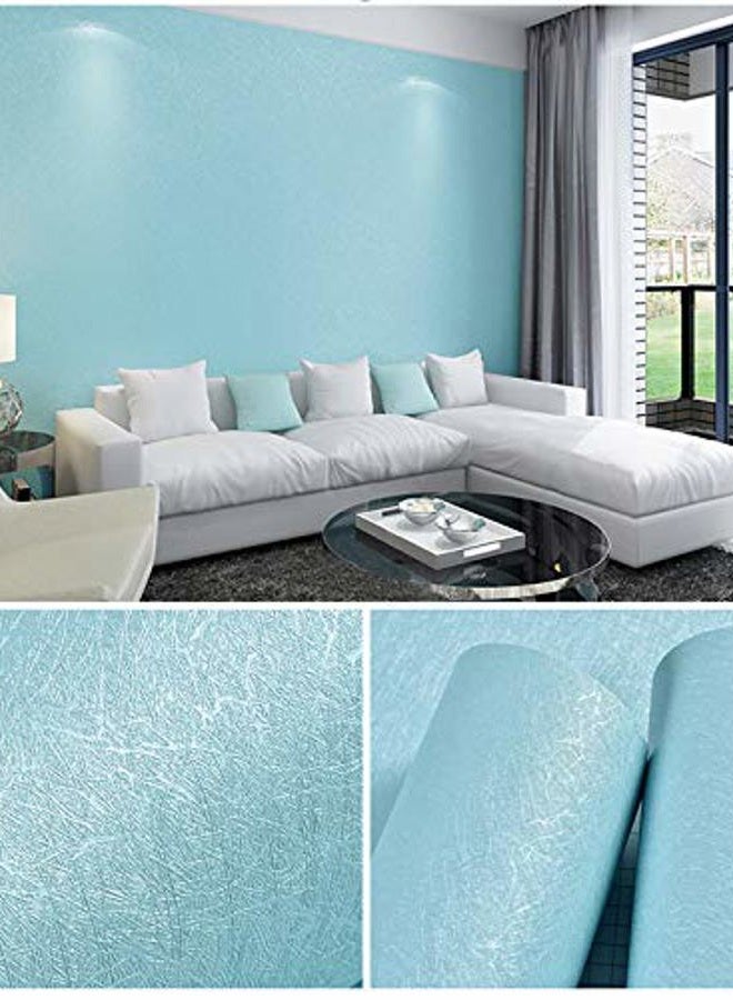 MelunMer Blue Peel and Stick Wallpaper Silk Embossed Self Adhesive Removable Wallpaper Bathroom/Bedroom Waterproof Blue Contact Paper for Cabinets Wrapping Sticker Paper Shelf Liner 393In L 15.7In W - Image 2