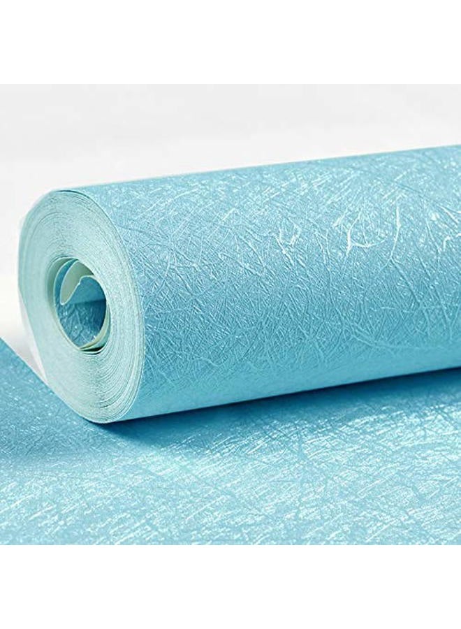 MelunMer Blue Peel and Stick Wallpaper Silk Embossed Self Adhesive Removable Wallpaper Bathroom/Bedroom Waterproof Blue Contact Paper for Cabinets Wrapping Sticker Paper Shelf Liner 393In L 15.7In W - Image 1