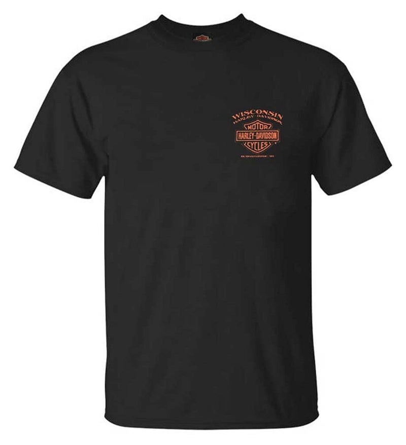 HARLEY DAVIDSON Harley-Davidson Men's Eagle Piston Short Sleeve Crew-Neck Cotton T-Shirt (M) Black - Image 1