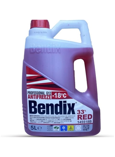 Bendix Anti-Freeze -18   coolant 5 Liter - Red Liquid Coolant  33% Concentrate G11