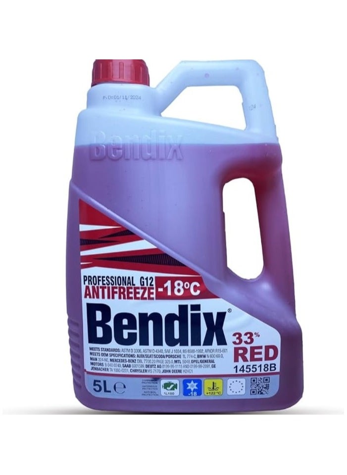 Bendix - Bendix Anti-Freeze -18   coolant 5 Liter - Red Liquid Coolant  33% Concentrate G11 - Image 1