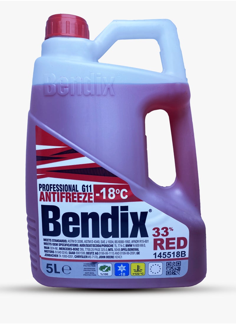 Bendix Bendix Anti-Freeze -18   coolant 5 Liter - Red Liquid Coolant  33% Concentrate G11 