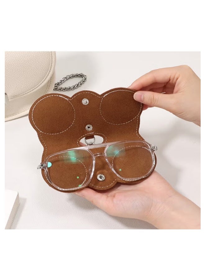 Soft Leather Glasses Bag Portable Eyeglasses and Sunglasses Case Glasses Clips with Strap - Image 2