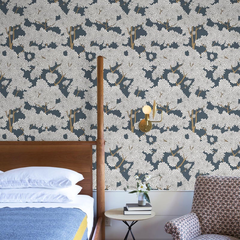 JiffDiff Tree Wallpaper Peel and Stick Jungle Wall Paper Forest Mural Stick on Wallpaper Modern Waterproof Self Adhesive Contact Paper (17.3" x 400" Blue) - Image 4
