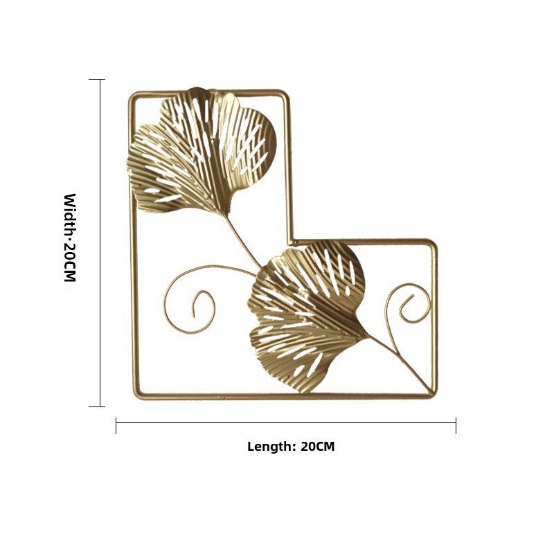 Iron Wall Decoration Cross-Border Nordic Entrance Wall Hanging Home Golden Leaves Living Room Sofa Iron Decoration Pendant(G) - Image 1
