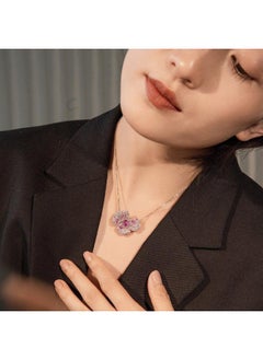 VUELO Butterfly Flower S925 Silver Gold-plated Synthetic Red Corundum Necklace Elegant High-end Autumn And Winter Sweater Chain  - Image 2